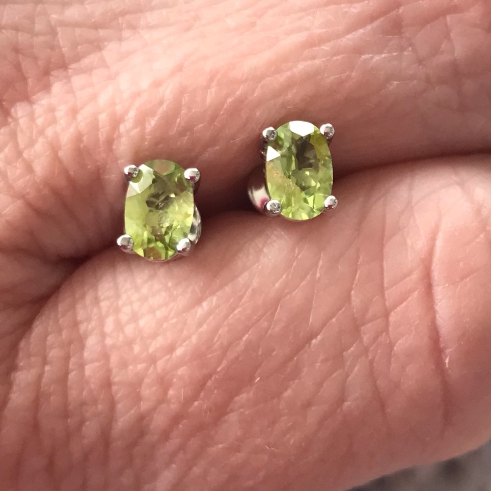Dainty Peridot Sterling Silver Stud Earrings